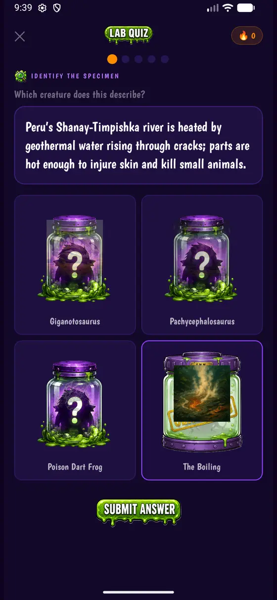 Lab quiz screen
