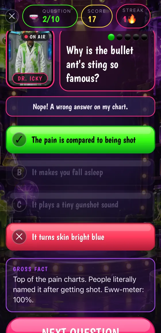 Slime or Bye answer reveal with gross fact